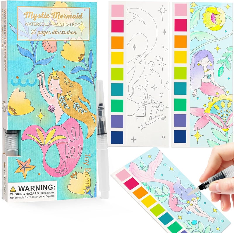 JCREN Watercolor Painting Books, Pocket Watercolor Painting Coloring Kit, Paint with Water Bookmarks Travel Activity Party Favors for Kids Toddlers Gifts for Boys and Girls - Image 1